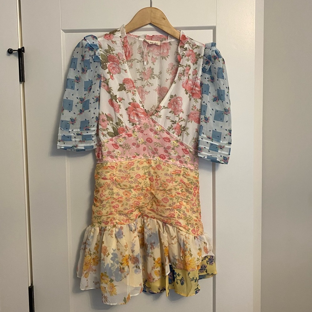 Patchwork Short Dress- pastel colors fresh for spring